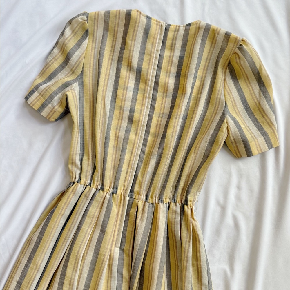 Vintage Striped Yellow and Gray Summer Dress - Picture 8 of 11